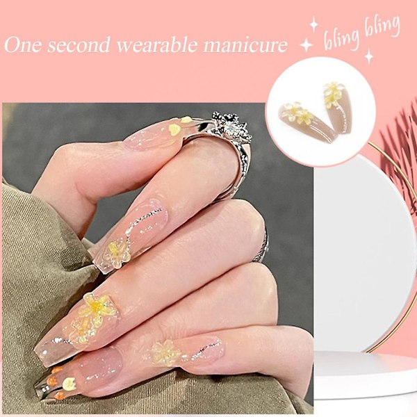 24 st franska nagelkristall falska naglar konstgjorda nagelbitar Jelly Glue Model
