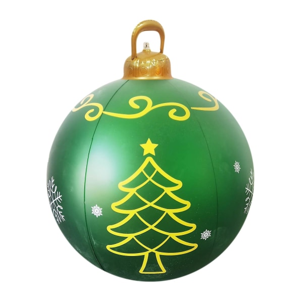 Julegaver 60 cm udendørs juleoppustelig dekoreret bold Kæmpe jule oppustelig bold juletræspynt med lampe