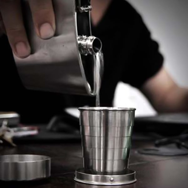 3 X Bærbare 75ml Rustfrit Stål Tekop Udendørs Rejser Foldbar Sammenklappelig Kop