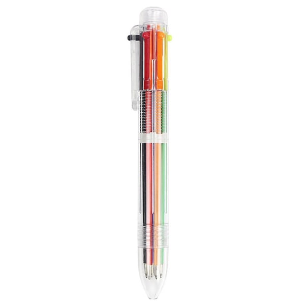 0,5 mm 6-i-1 flerfarget kulepenn, 6-farger uttrekkbar kulepenn for kontorskoleelever Barnegave 10 ml