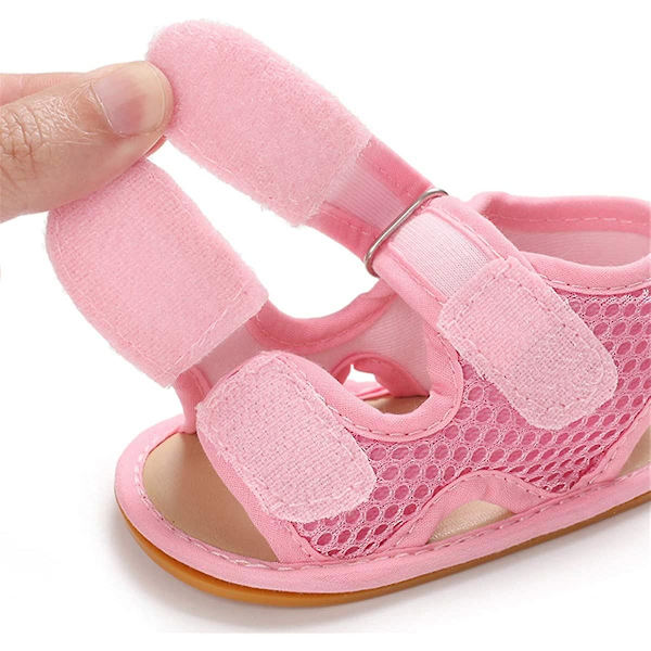Baby Pojkar Flickor Sommar Sandaler Mjuk Sula Canvas Stängd Tå Småbarn Spädbarn Utomhus Promenadskor f pink 12-18 months toddler