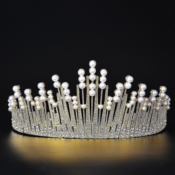 Guld Pearl Crown Tiara Brude Bryllup Brude Bryllup smykker Tiaras Crown