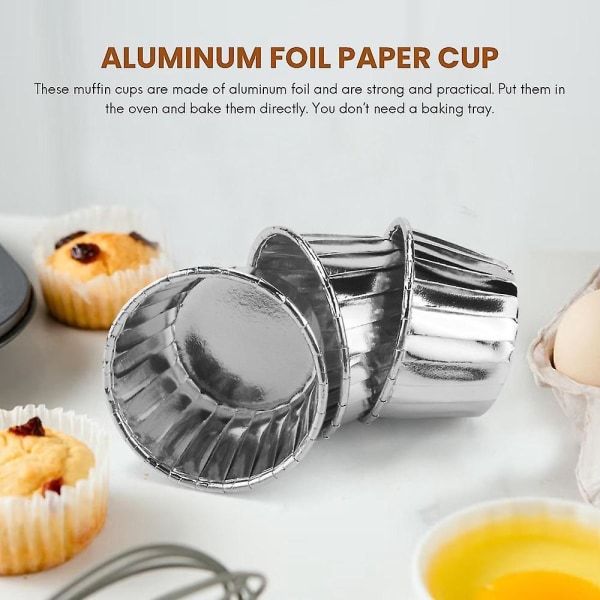 50 kpl Alumiinifolio Cupcake Cupit Kertakäyttöiset muffinssivuoraat leivinmukit alumiinikuppikakkujen kärkipannu