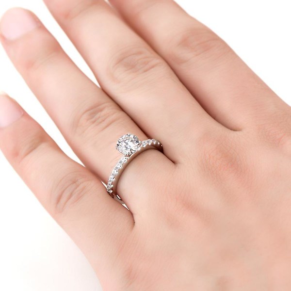 Moissanit Ring til Kvinder i S925 Sterling Sølv Xmasstyle40