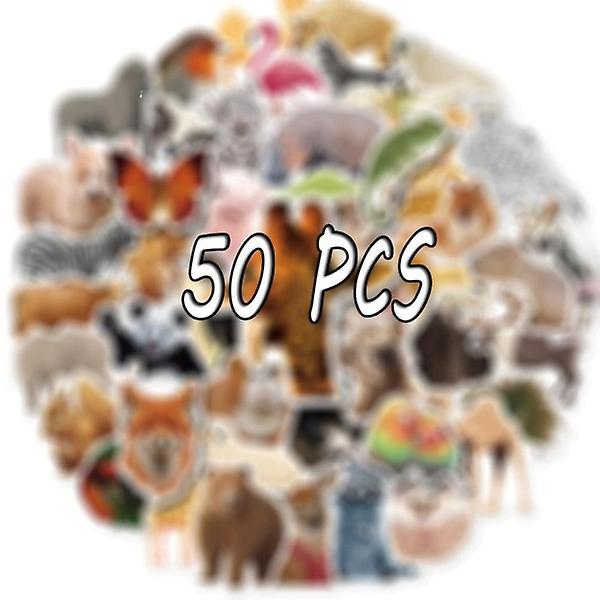 50 stk. Tegneserie Zoo Ville Dyr Klistremerker Kawaii Hund Gris DIY Barn Leker