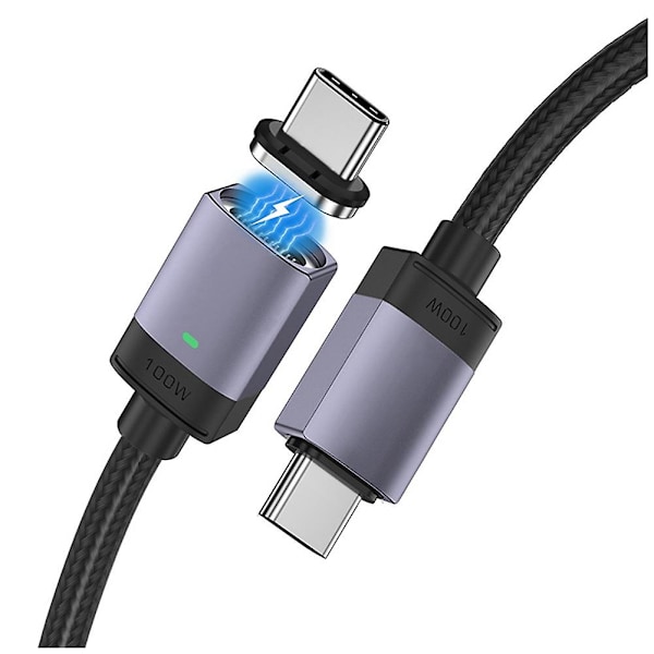 100W PD Magnetisk Ladningskabel 20V / 5A Rask Lading USB-C Type C Kabel Hann til Hann for Bærbar PC Tab