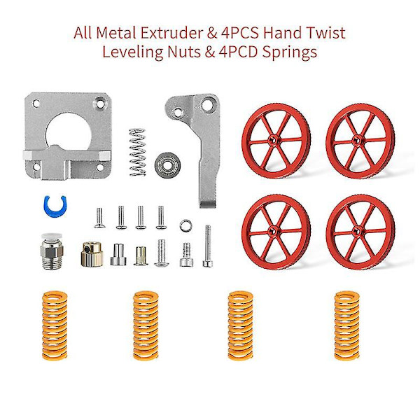 3D-skrivardelar och tillbehör Uppgraderad helt i metall Extruder och 4 st handvridna utjämningsmuttrar Diameter 60 mm med 4 st uppvärmda bäddfjädrar för Creality En