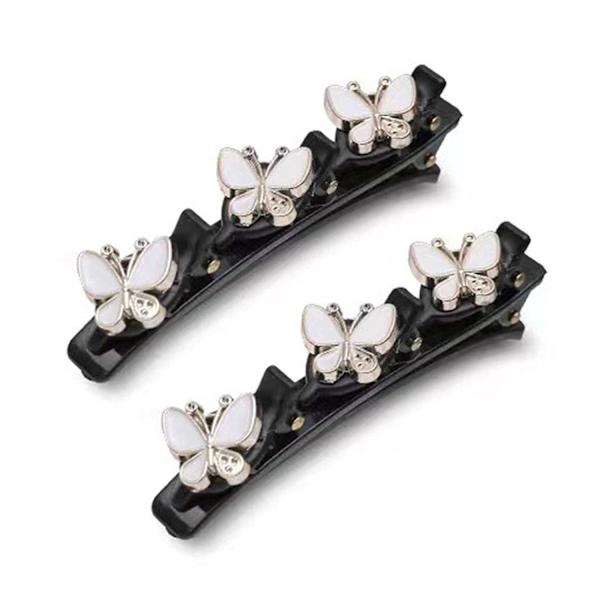 2 stk. sateng stoff hårbånd, søt sommerfugl hårklips, mote flettet hårklips for kvinner jenter 2pcs white