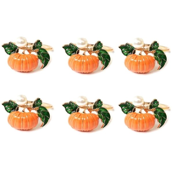 6 stk Halloween Thanksgiving Gresskar Serviettring Modell Rom Sett Bord Serviett Knapp Høst Tema Na