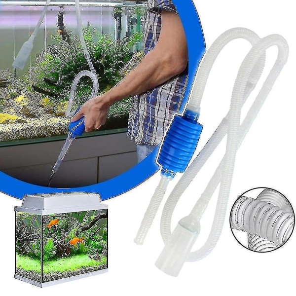 Akvarie Siphon Fisk Tank Syphon Vakuumrenser Pumpe Semi-automatisk Vannbytte Filter