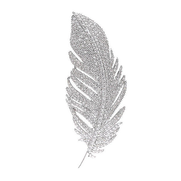 Rhinestone Feather Brosch Pin för Kvinnor Män Mode (vit)
