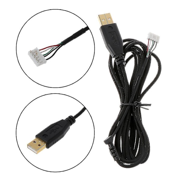Forgylt slitesterk nylonflettet ledning USB-musekabel erstatningsledning for Razer Naga 2014-mus