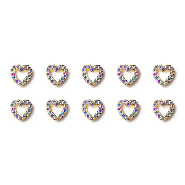 3D-legeringshjerte-neglpynt med nagler og diamanter, neglekunst, neglejuveler, neglepynt, valentinsdag, klare krystaller, manikyrpynt 12