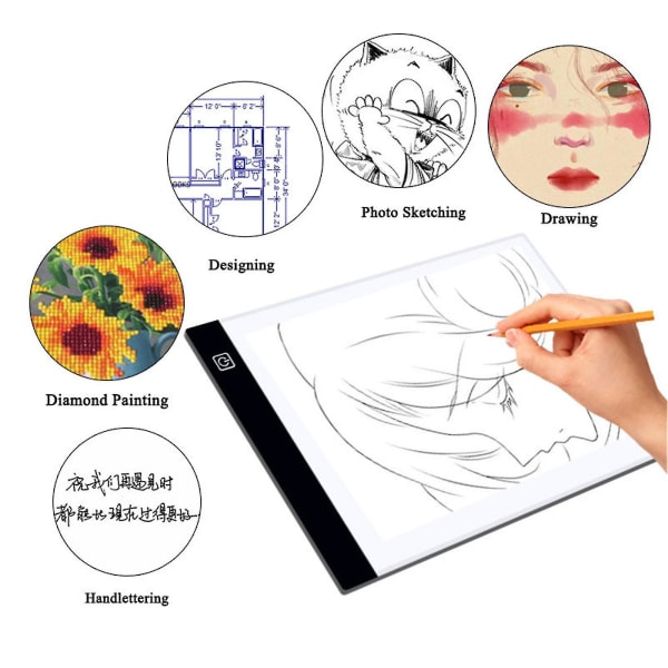 A4/a5 Led tegnebrett Tracing lysboks sjablong tatovering kopi håndverksbord for kunstnere, tegning, skisser, animasjon