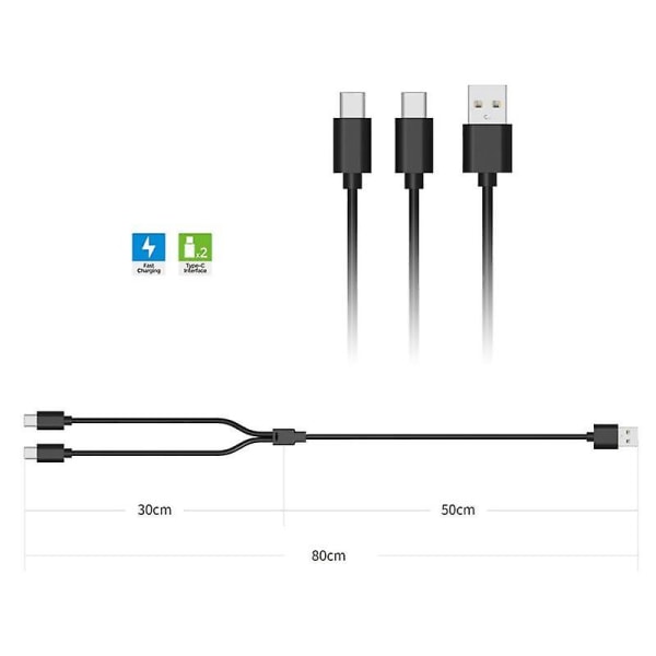 Laderkabel for PS5 - Praktisk og holdbar for Playstation 5 - 2-i-1 Type-C-porter for PS VR2-utskifting