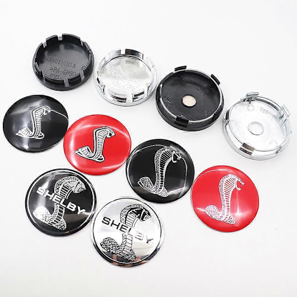 4 kpl 56 mm tai 60 mm Cobra Shelby -auton logoa vanteiden keskihattuihin, reunusmerkki, tarrat, auton jälkiasennuskoriste, tunnus, tarra, tyyli old-red cobra with 56mm black cap