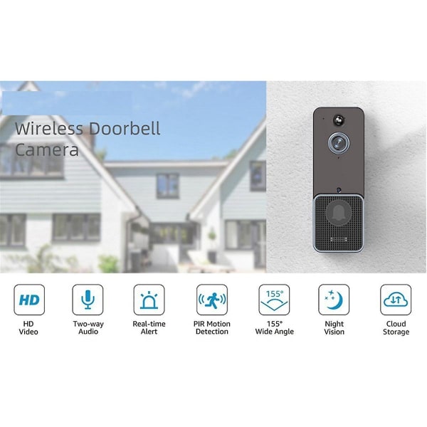 Trådlös Wifi Video Dörrklocka Kamera Pir Människodetektering Molnlagring Utomhus Dörrklocka Intercom Sm