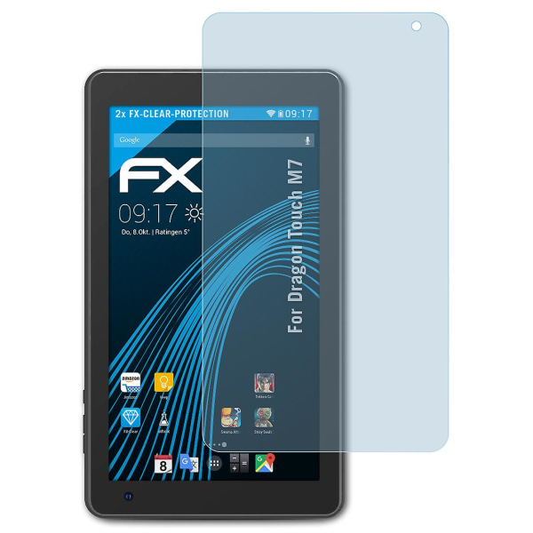 atFoliX 2x beskyttelsesfolie kompatibel med Dragon Touch M7 Displaybeskyttelsesfolie klar