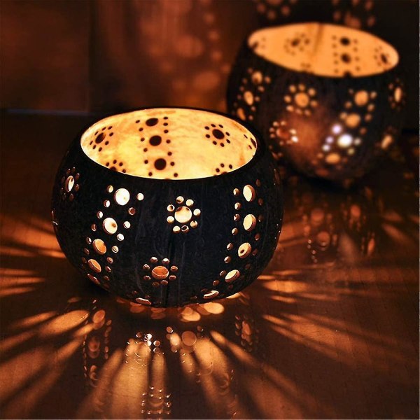 Ljus Kokosnötskal Skål, Ljusstakar, Handgjorda Kokosnötskal Ljusstake För Tealight Liten Pi