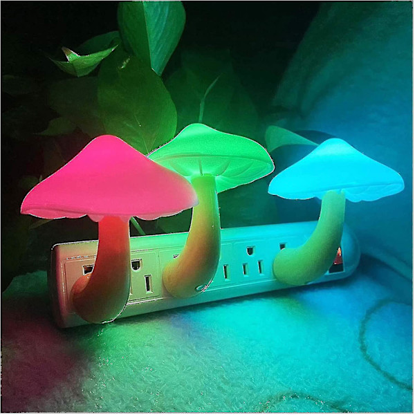 3-pack LED-nattlampa med svampkontakt med sensor 7-färg