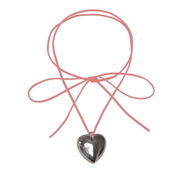 Halsband med stort hjärthänge - Chokerhalsband med stort hjärte - Y2k-festaccessoar