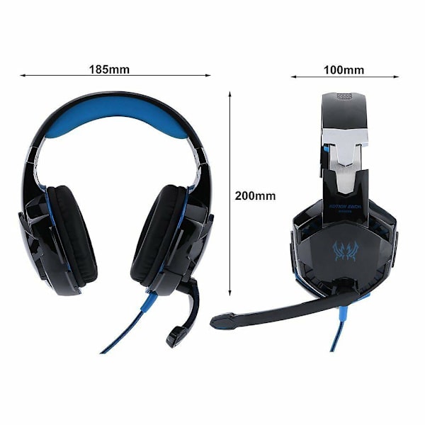 AU 3,5 mm spelheadset med mikrofon, LED-hörlurar, stereoljud, surroundljud, PC, bärbar dator, Xbox HO