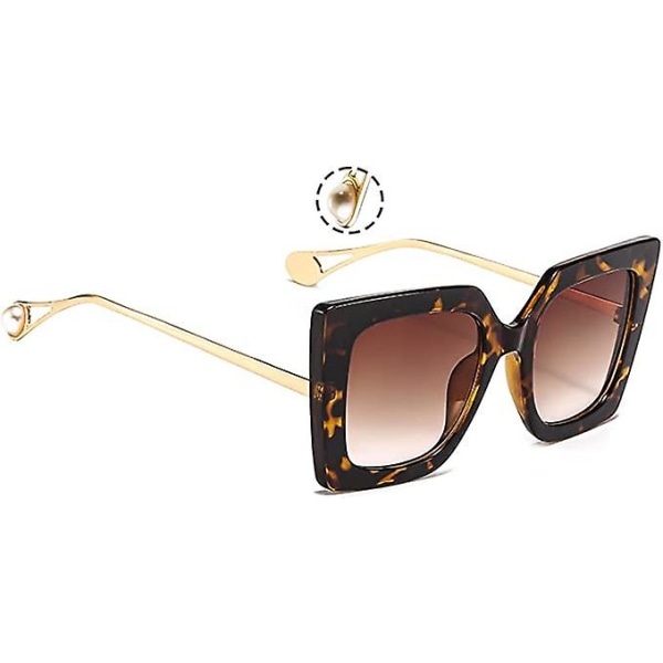 Solbriller for kvinner Vintage Polarized Leopard Brown