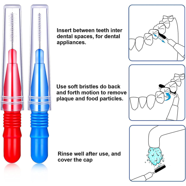 50 kpl housunvarsiharja puhtaampaan hampaidenväliseen harjaan Hammastikku Hammaslanka Suun hammashygienia (punainen, sininen)