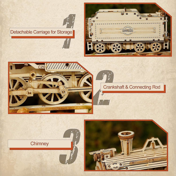 Lokomotiv tremodellsett for voksne - lokomotivmodellbyggesett - bursdagsgaver til tenåringer og voksne