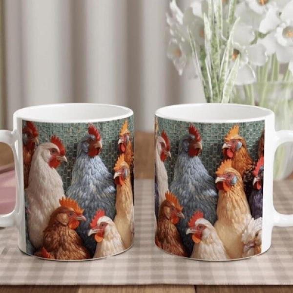Kylling krus, 3d effekt kylling krus, sjov kylling kaffekop, hane kaffekopper, bedste julegave, kylling krus pun elsker gaver