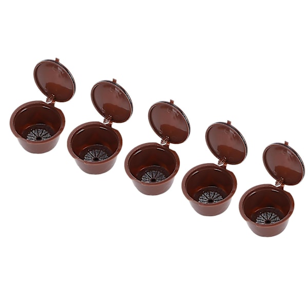 Återanvändbara kaffekapslar filterkit för Dolce Gusto-maskin med 5 kapslar, sked och borste