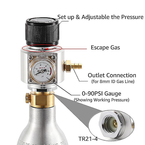 0-90 Psi Sodastream Co2 Mini Gasregulator Co2 Oplader, corny Cornelius Keg Gas Oplader til Europæisk Soda Stream Øl Kegerator