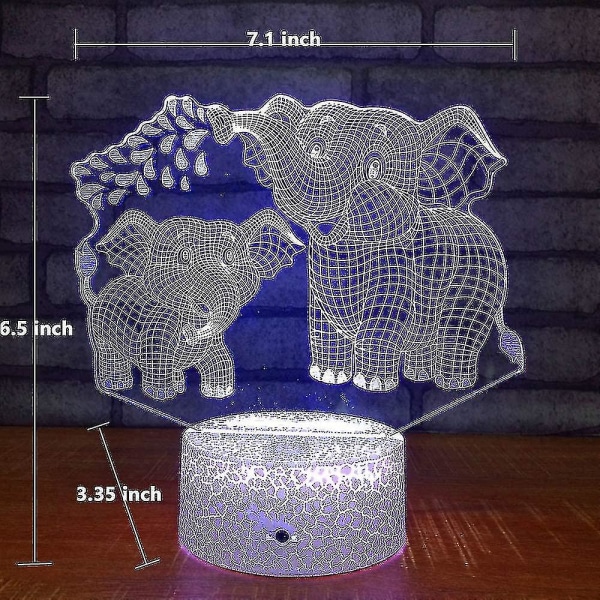 Elefant 3D Nattlampa För Barn 3D Lampa Med 16 Färger Byter Fjärrkontroll Elefant Leksaker 10 9 3 5 2 8 1 7 6 4 År Gamla Flickor Kvinnor Baby Pojkar Present