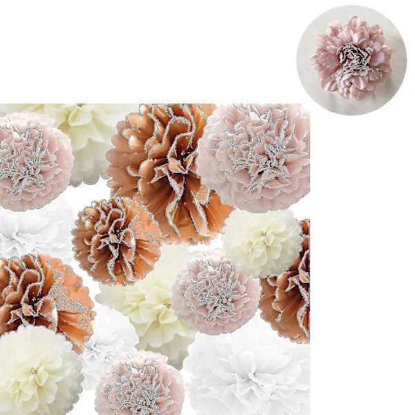 Silkkipaperipompomit Paperikukka 24 kappaletta, juhlan koristelu