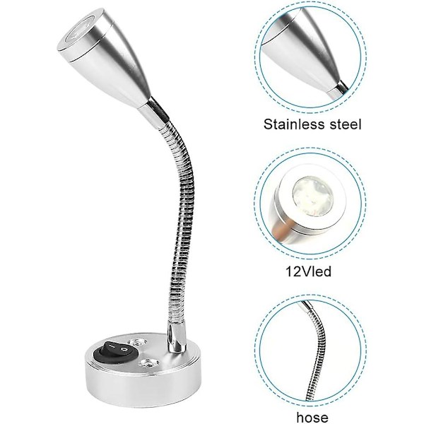 Conblom 12v LED-lys Spot Læselampe, 3w Indvendig Billampe Til Camper Van Caravan Rvs Autocamper Båd Touch-Dæmpbar, 3200k (2pak, Varm Hvid Li