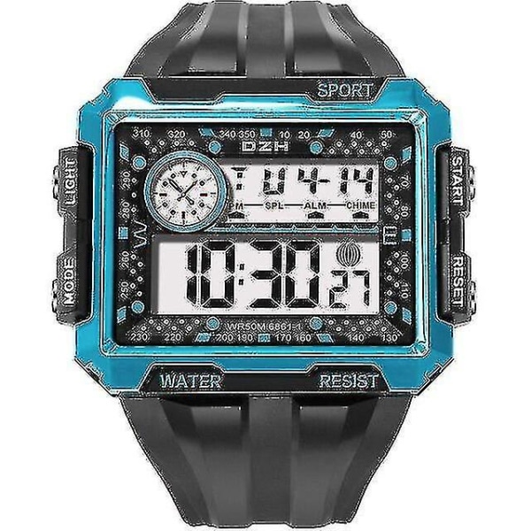 Led digitale klokker herre luksusmerke mote herre sportsklokke (blå)