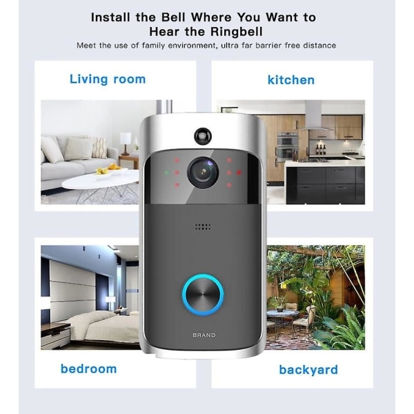 Smart Indoor Home Bluetooth Trådløs Ringeklokke 720P Kamera Smart WIFI Video Ringeklokke for Leilighet