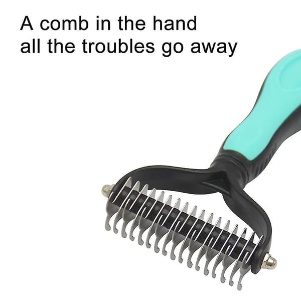 Pet Brush, Dobbeltsidig Kam For Katter Og Hunder large green