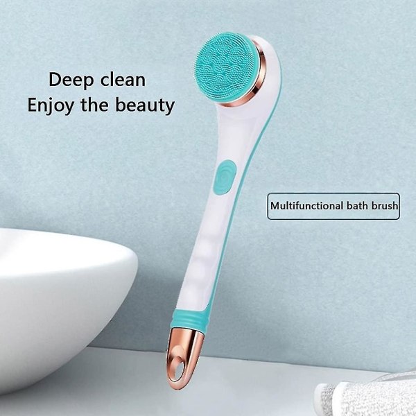 Elektrisk kroppsborste Duschmassage Exfoliator Mjuk Silikon Roterande Scrubber Blå Kroppsborste (blå) (1st)