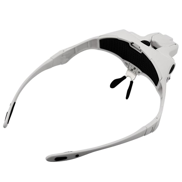 Håndfri hodebånd forstørrelsesglass, USB-lading hodeforstørrelse med LED-lys smykker håndverk klokke