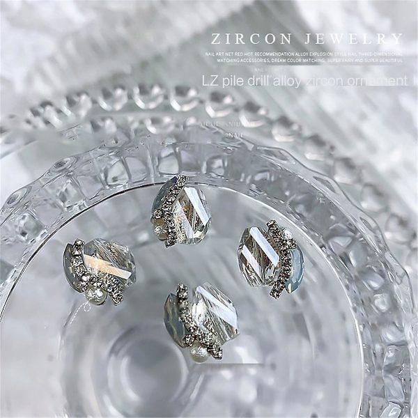 Nagelkonst Rhinestones Kit, 3D Lyxiga Nagelkristaller, Nagelstenar Metall Nagelcharms Alloy lake blue