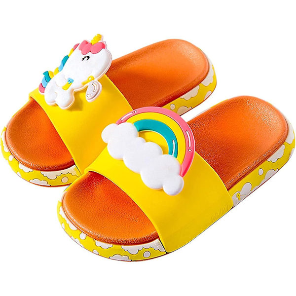 Pojkar Flickor Enhörning Slide Sandaler Söta Halkfria Cartoon Barn Tofflor Barn Strand Pool Vattenskor För Småbarn yellow unicorn 11.5-12 little kid