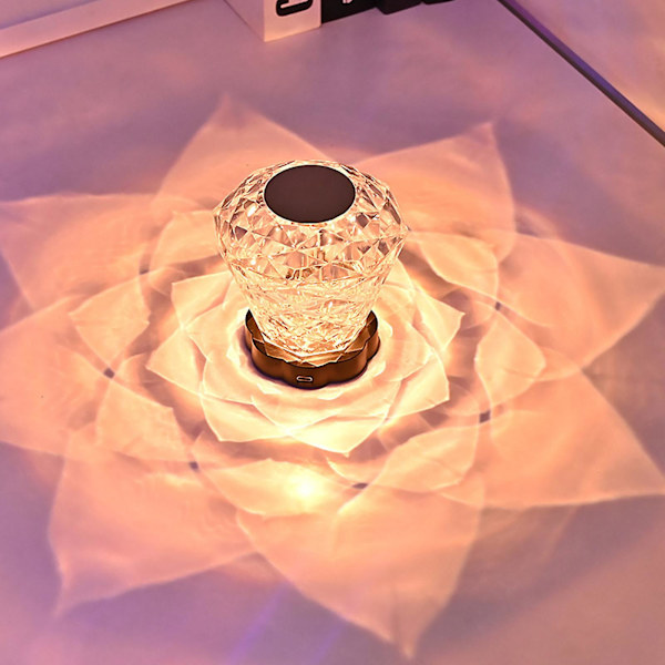 Rose Krystall Bordlampe Soverom Romantisk Sengelampe Diamant Bordlampe Atmosfære Lading Blomst Nattelykt
