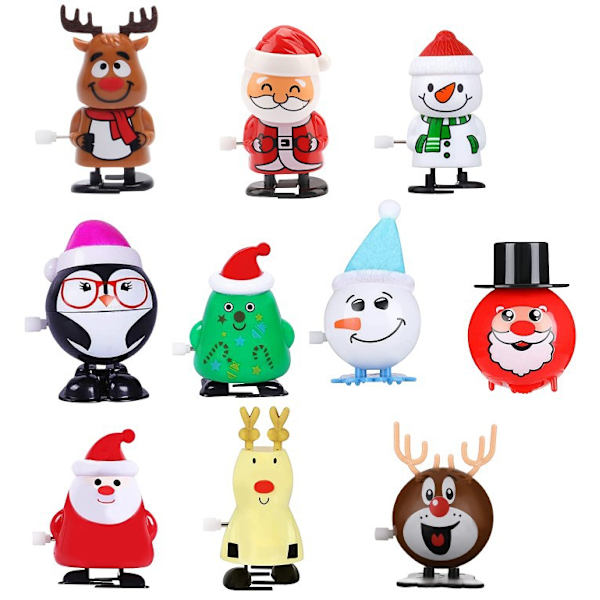 Vind-upp leksaker för barn, Vind-upp gående jultomte älg vind-upp leksaker, julklappar wind-up christmas-10 pieces/bag