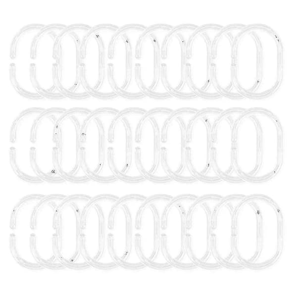 30 stk. bruseforhængsringe Gardin C Ringe Hanger Badeforhæng Loop Clip Glide (klar)