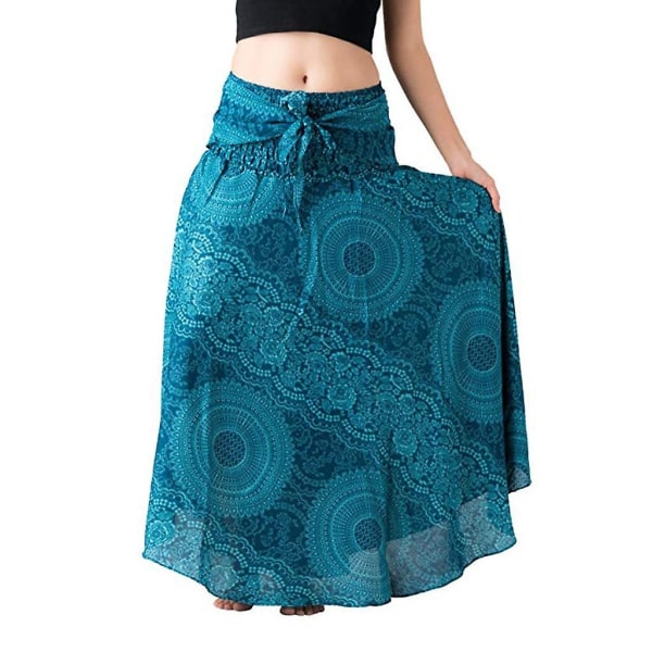 Kvinners Skjørt Kvinner Lang Hippie Bohemian Boho Blomster Elastisk Midje Blomster Halterneck Skjørt