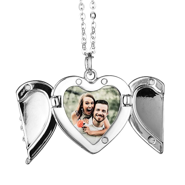 Hjerte Sublimering Custom Photo Printable Halskæder Angel Wing Vedhæng Ornamenter