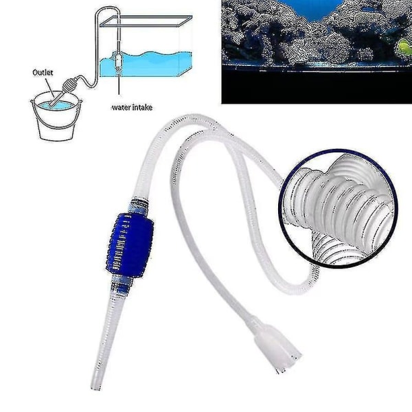 Akvarie Siphon Fisketank Syphon Vakuumrenser Pumpe Semi-automatisk Vandskiftefilter