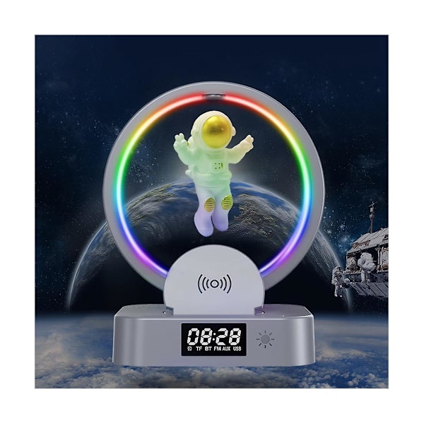 Magnetisk svävande Bluetooth-högtalare Trådlös flytande astronaut-högtalare Ljudlåda med LED-ljus