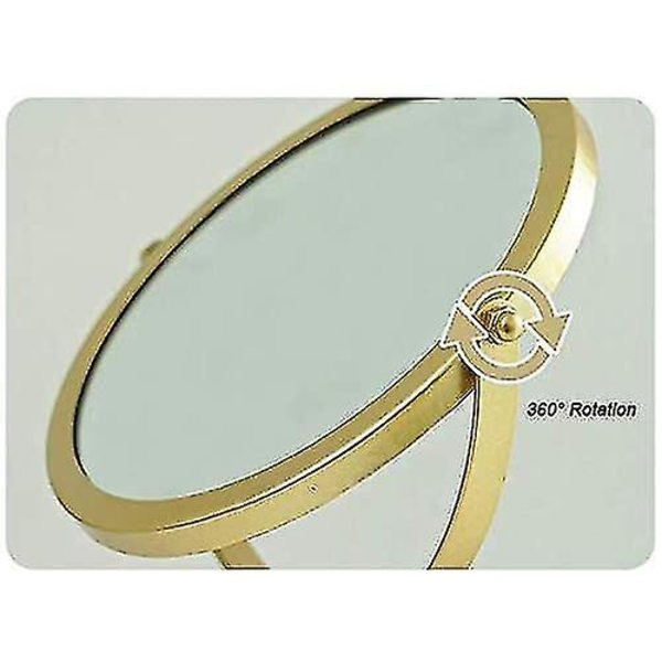 Bordspegel, roterande spegel i metall, fristående, justerbar, 19 cm, rund guld